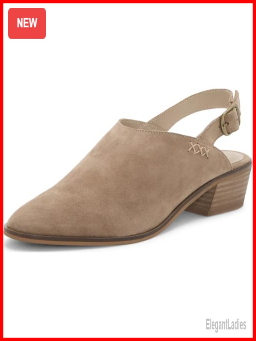 Leather Slingback Loafer with Almond Toe & Block Heel